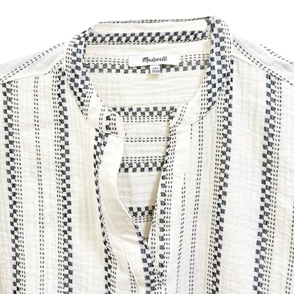 MADEWELL Lightspun Lakeline Popover Shirt in Jacquard Stripe - Picture 7 of 11